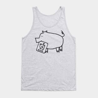 Cute Animals Pig Self Portrait Outline Tank Top